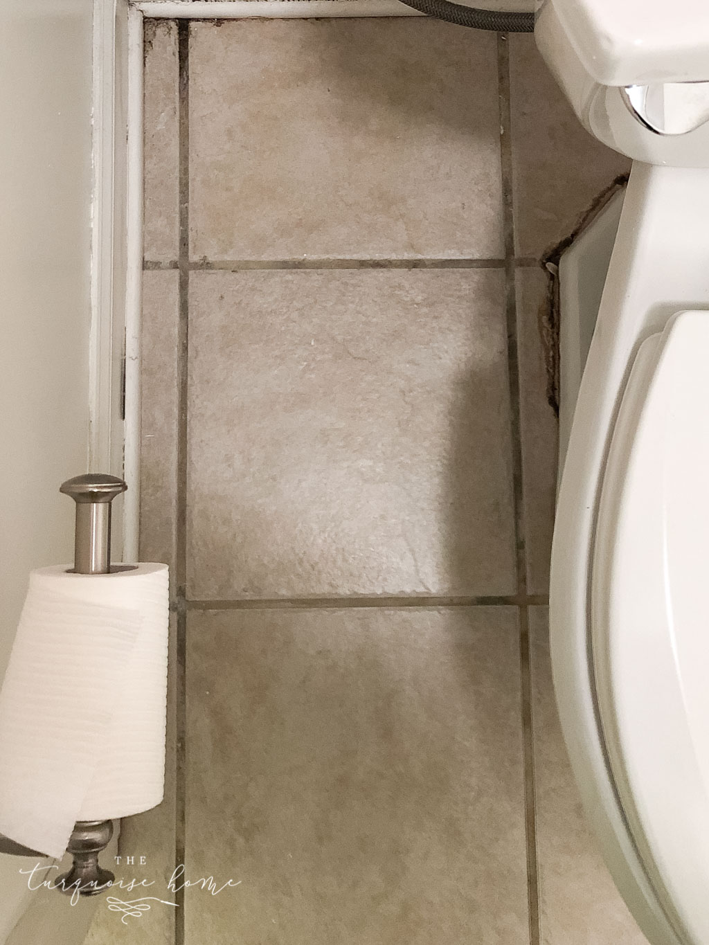 How to use grout paint - before pictures of gross, stained grout