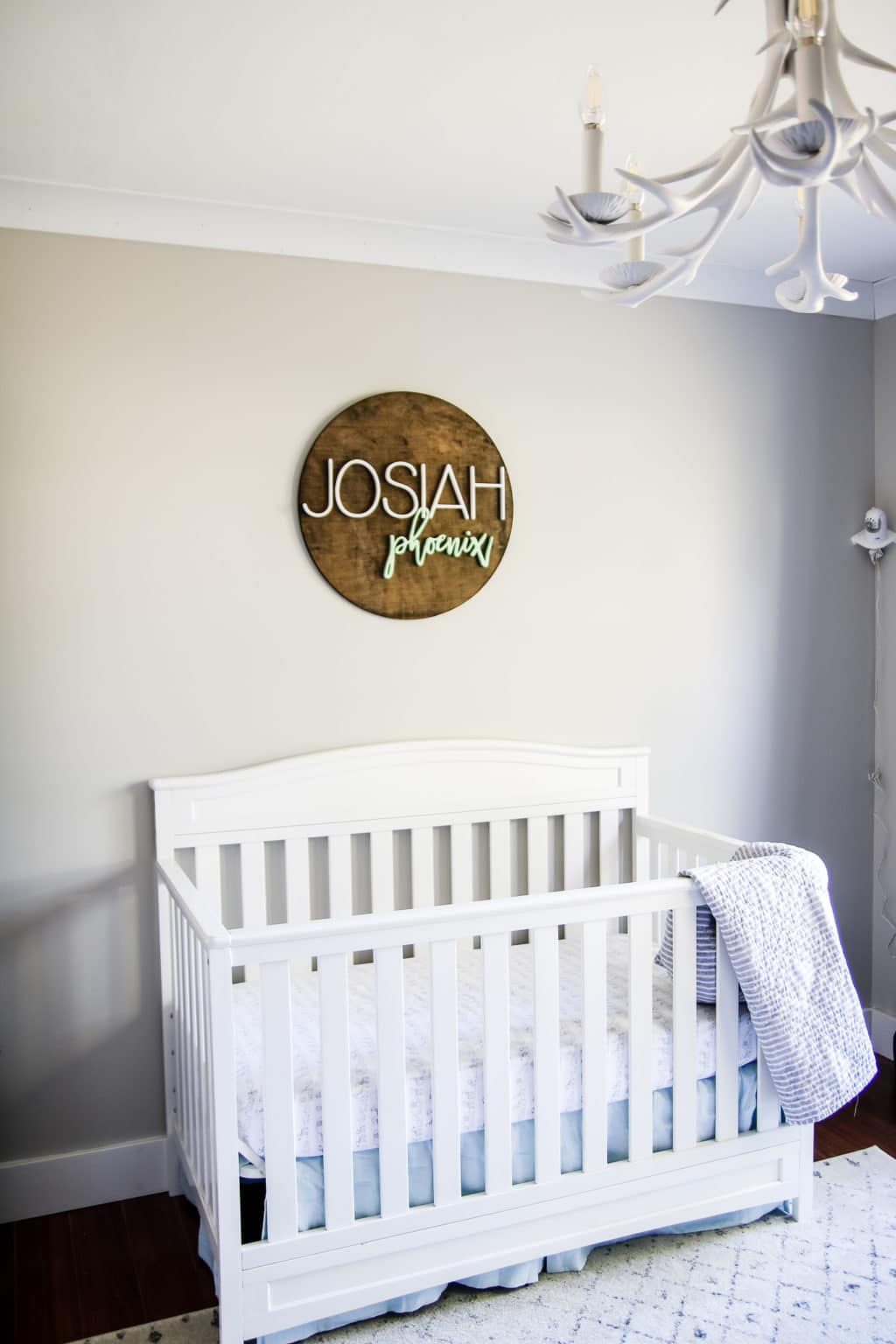 Little boy's nursery with Agreeable Gray by Sherwin Williams.