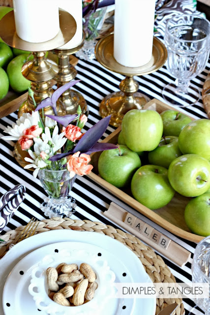 fall table setting with fruit