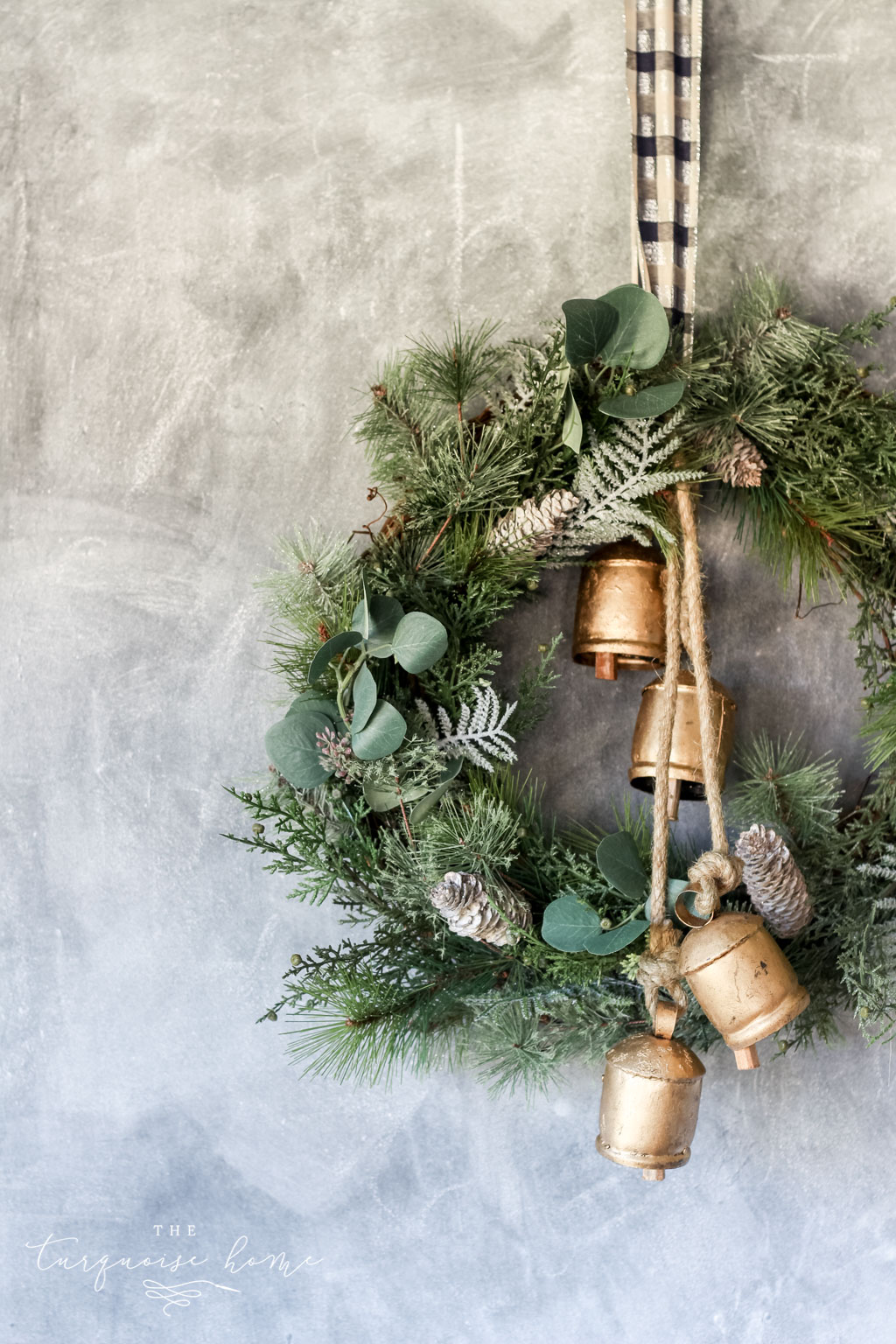 simple winter wreath decoration with Christmas bells