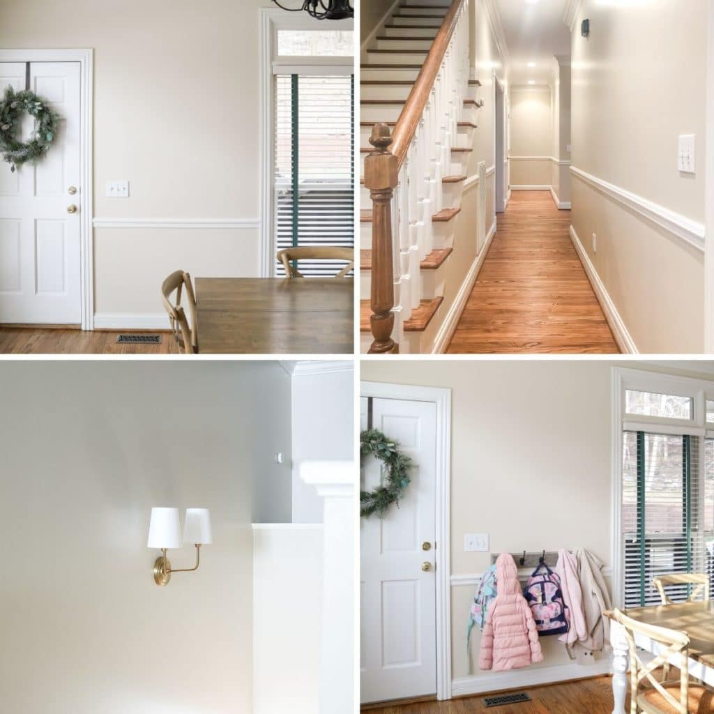 Edgecomb Gray wall color in a variety of lightings...