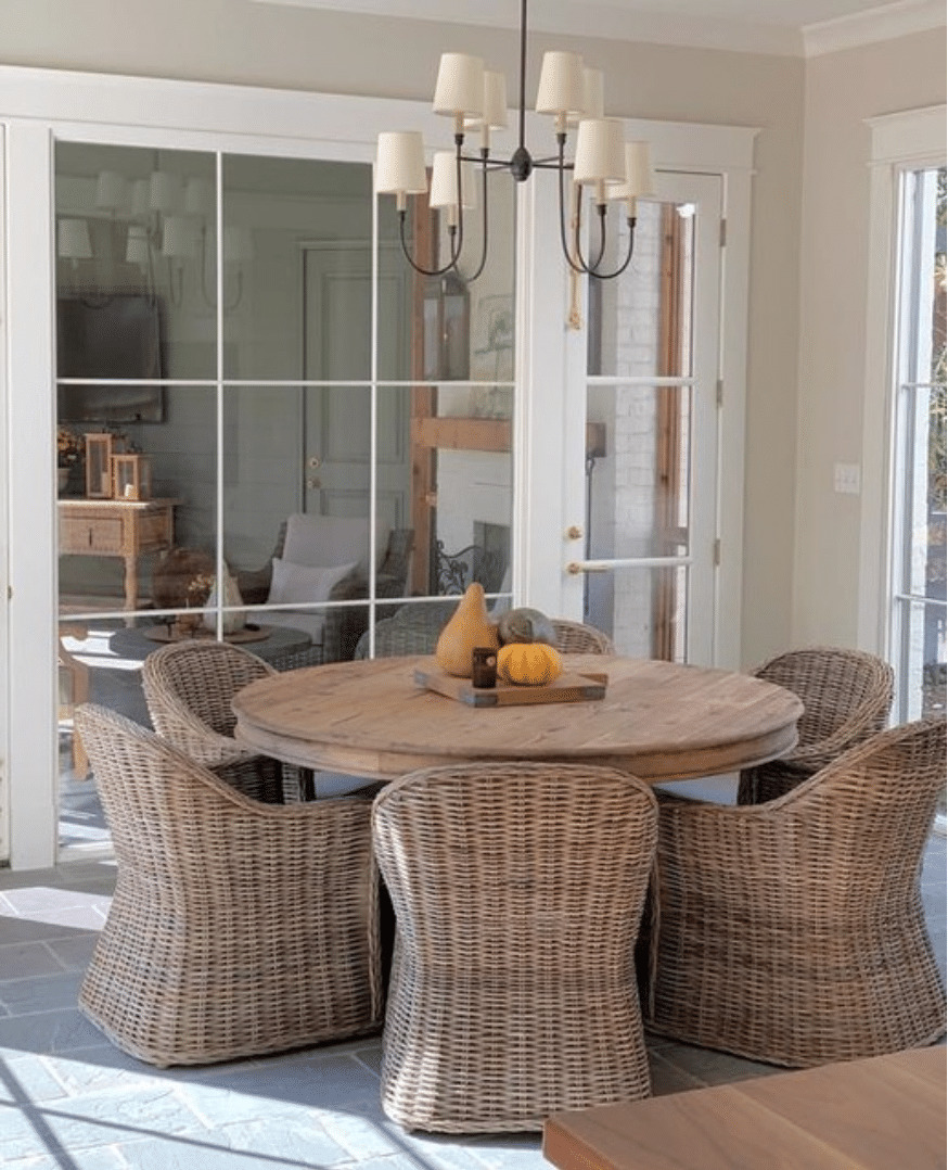 traditional chandelier in eat in kitchen