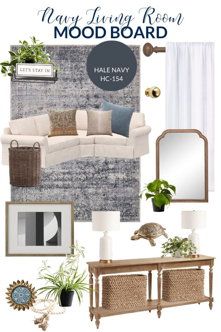 Mood Board for a Navy Living Room