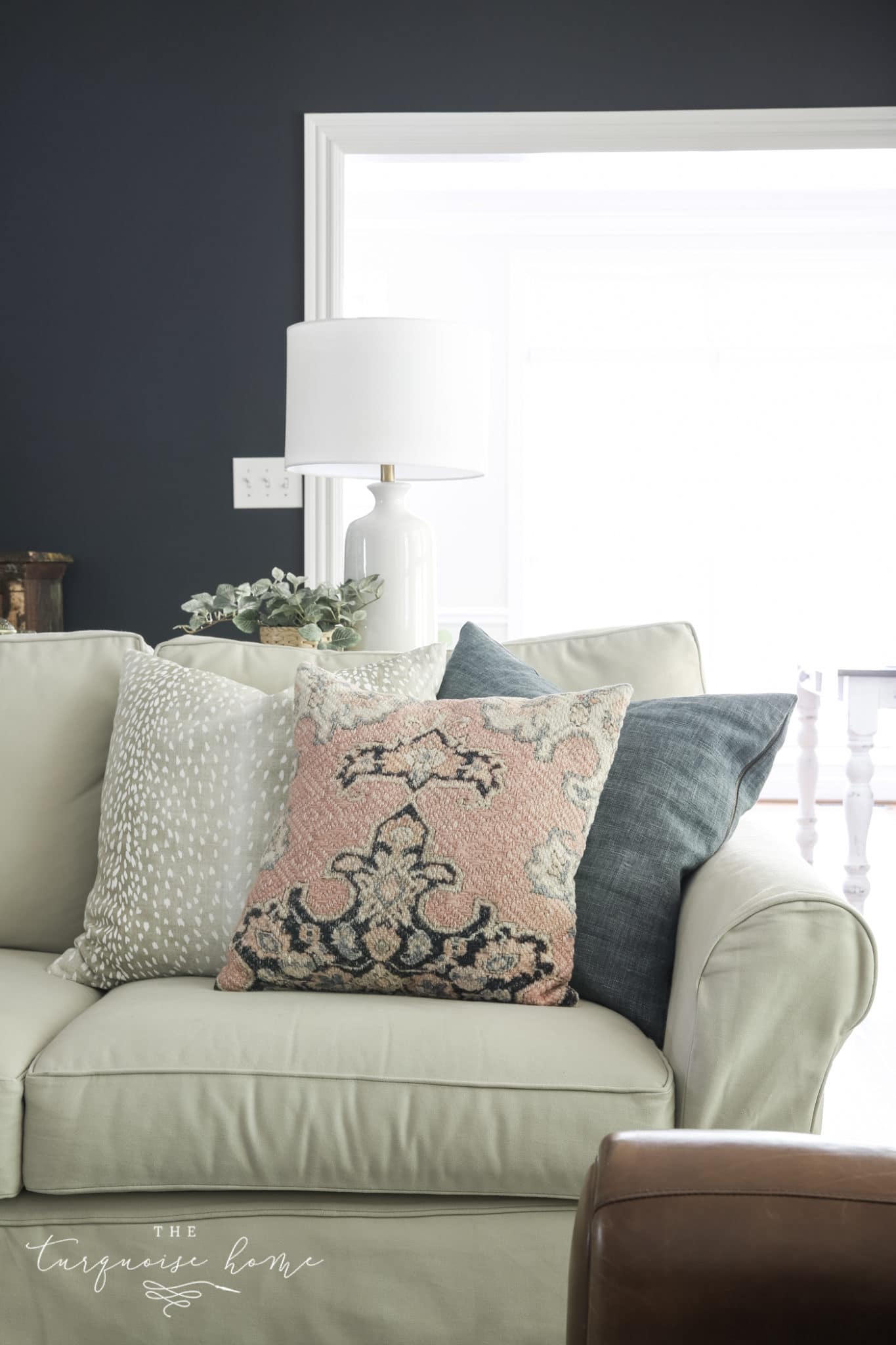 Throw Pillow Arrangement on a Sofa