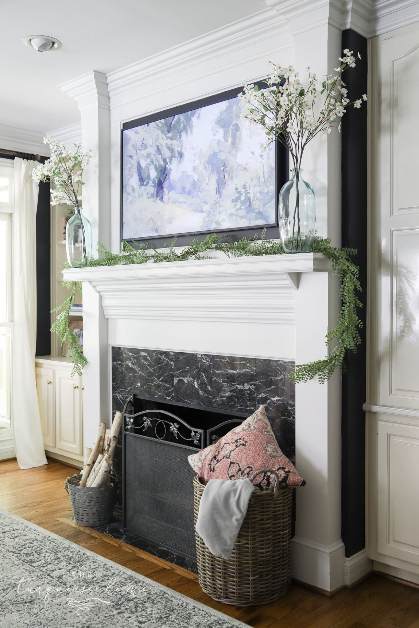 TV Over Mantel in Living Room