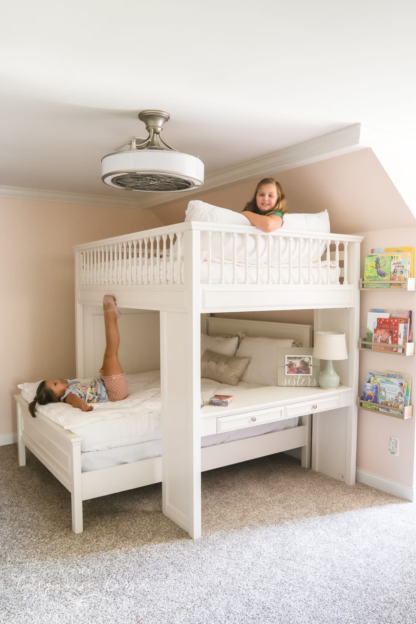 Pink Ground by Farrow in Ball in Girls' Bedroom
