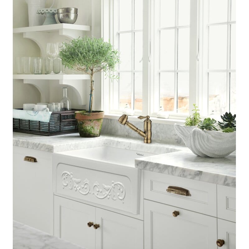 white embossed farmsink