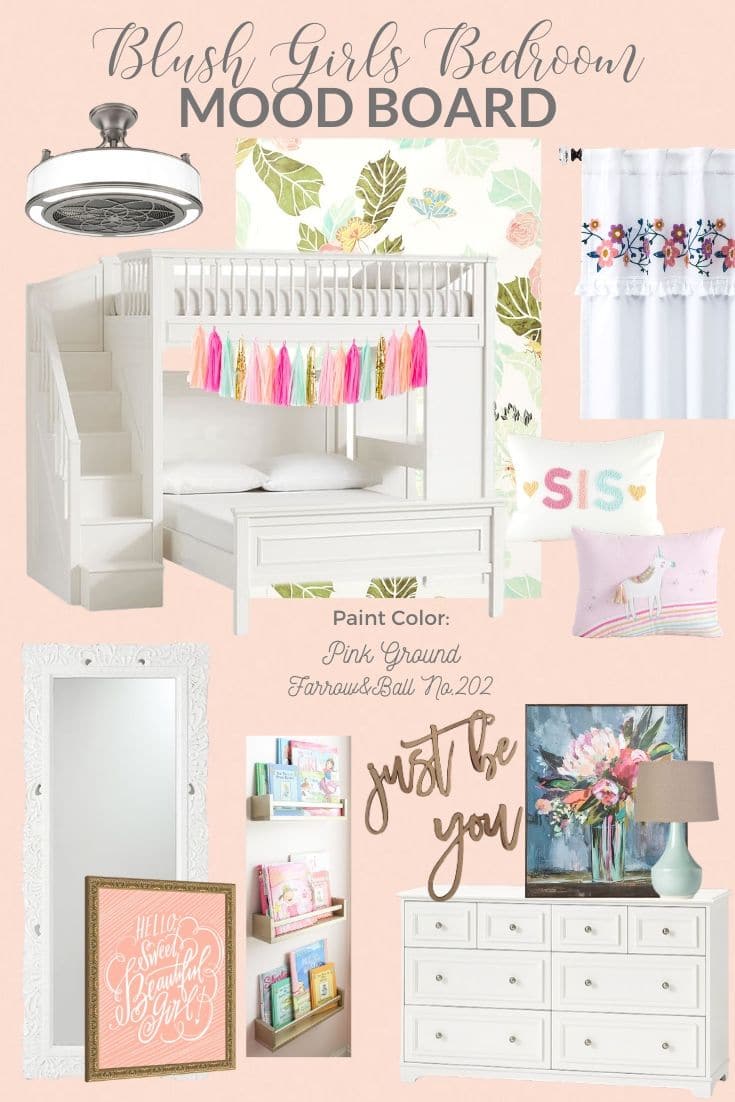 White & Blush Girls’ Bedroom Vision Board