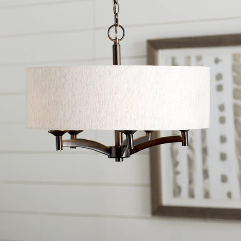 drum chandelier with linen shade