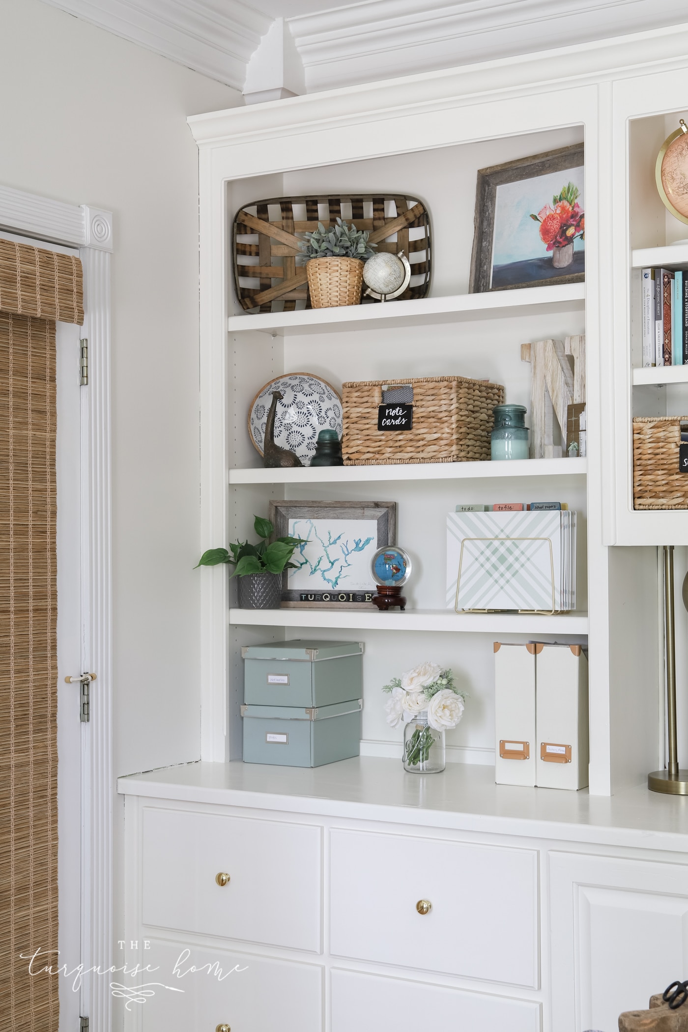 Built-in bookshelves with storage