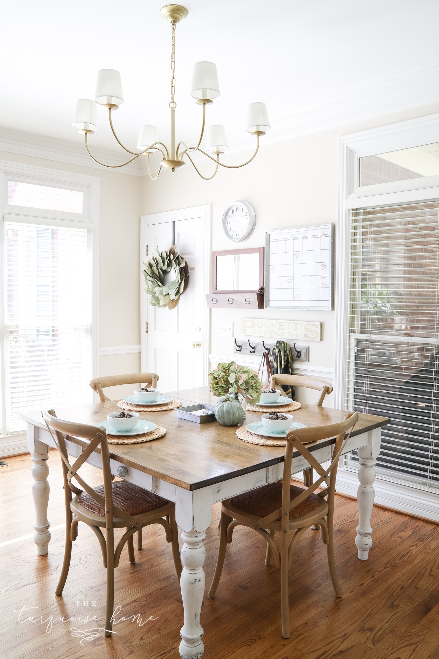 Kitchen Breakfast Table Decorated for Fall