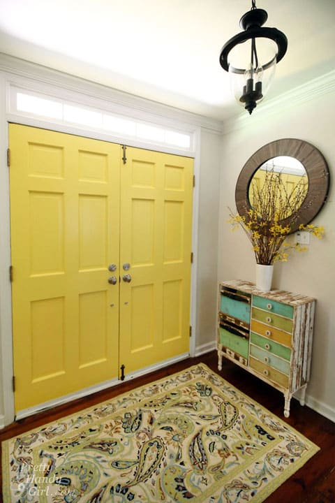 Benjamin Moore yellow highlighter painted interior doors