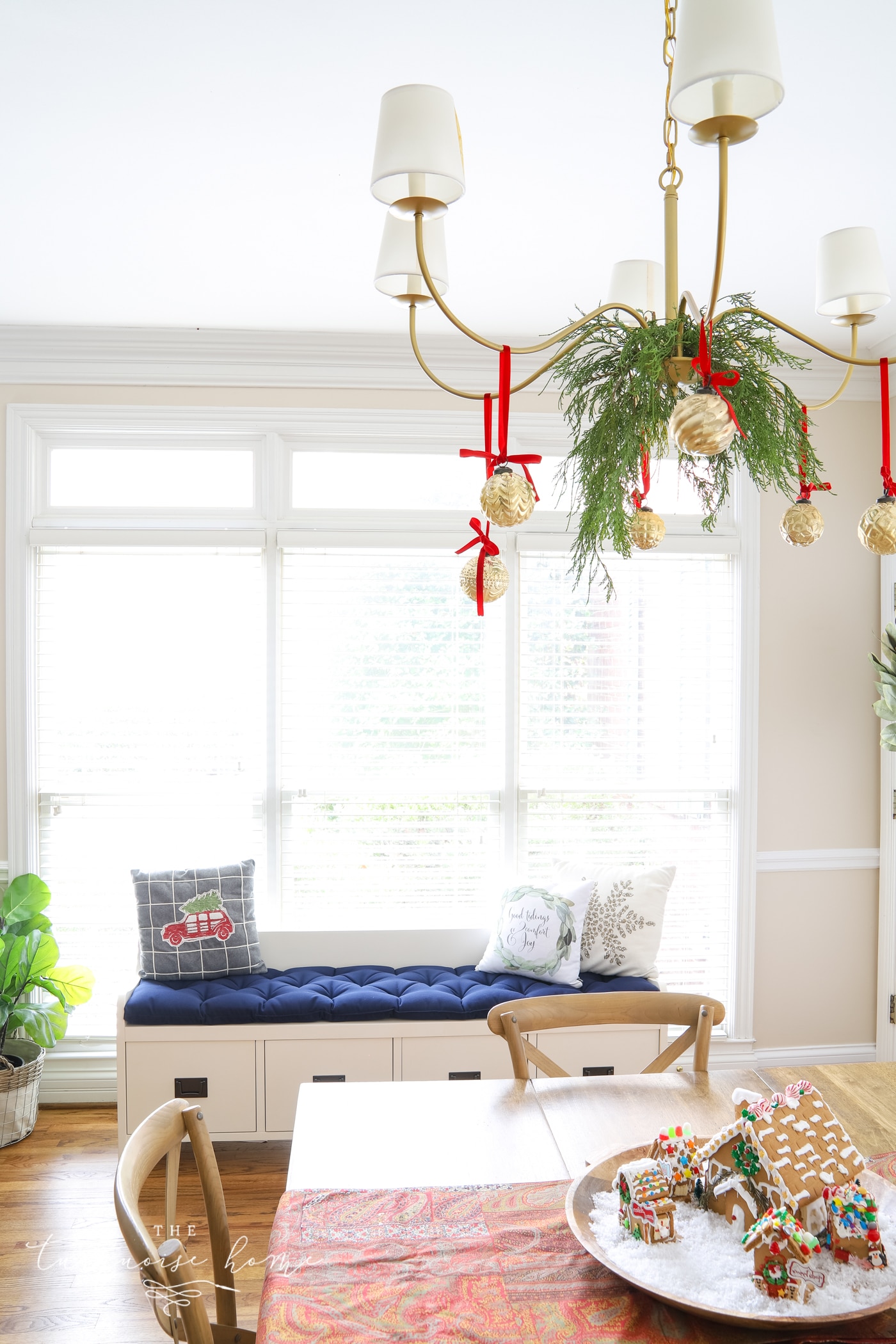 Christmas Pillows on the bench