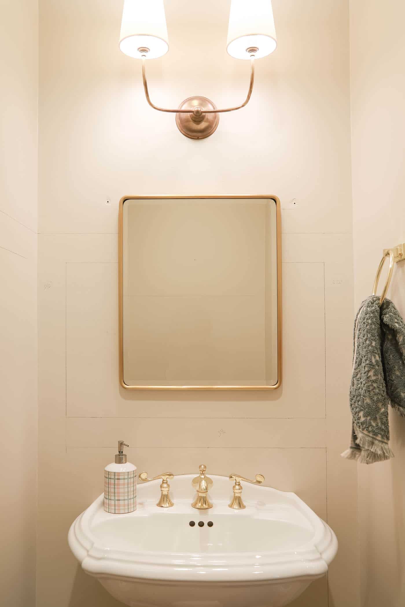 Vintage Rounded Mirror in Powder Bathroom