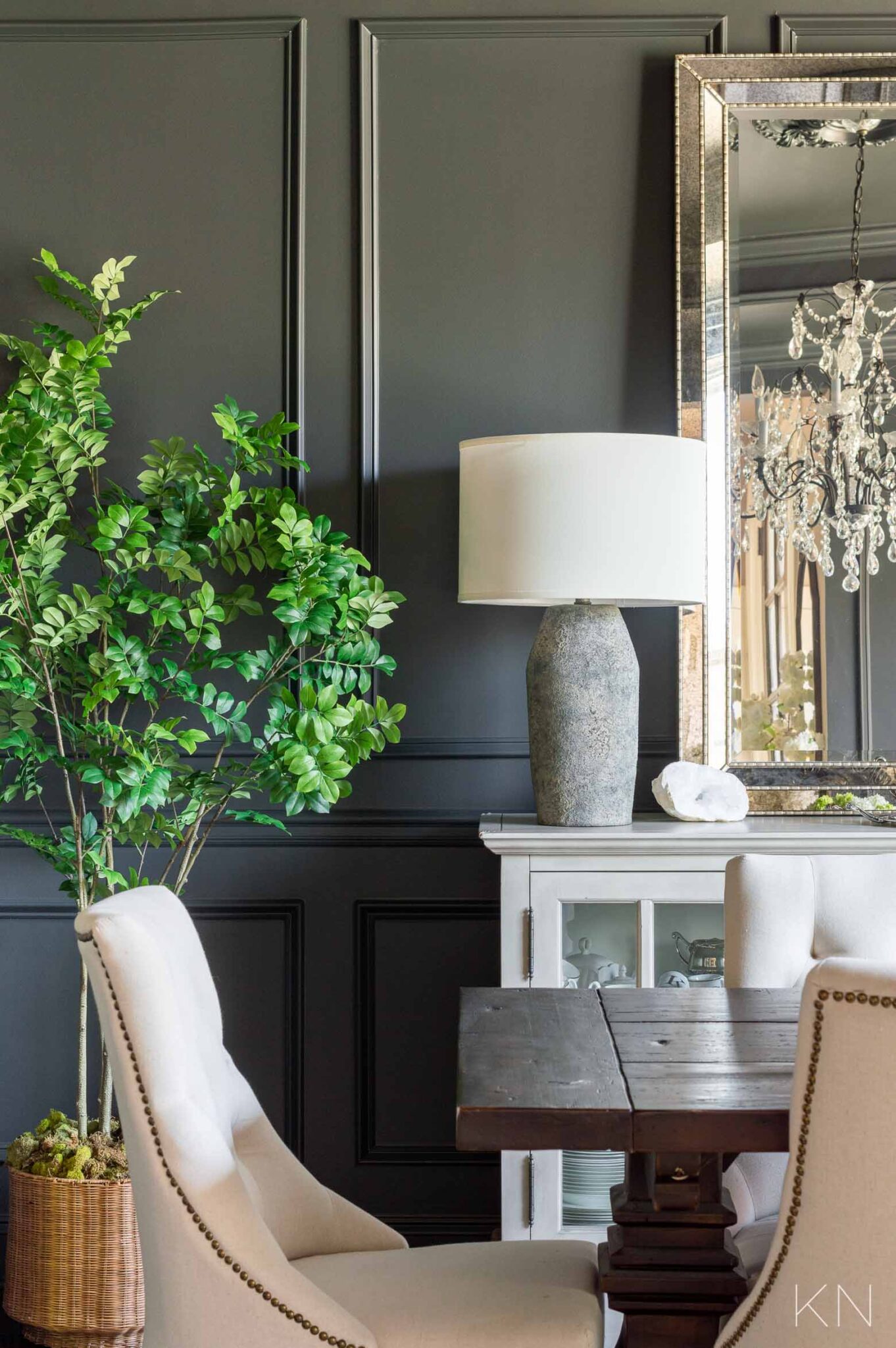 dining room painted Iron Ore by Sherwin Williams