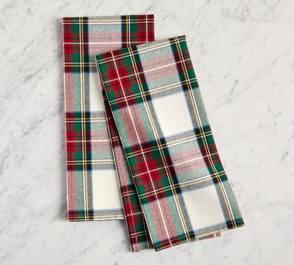 Stewart plaid cotton tea towels