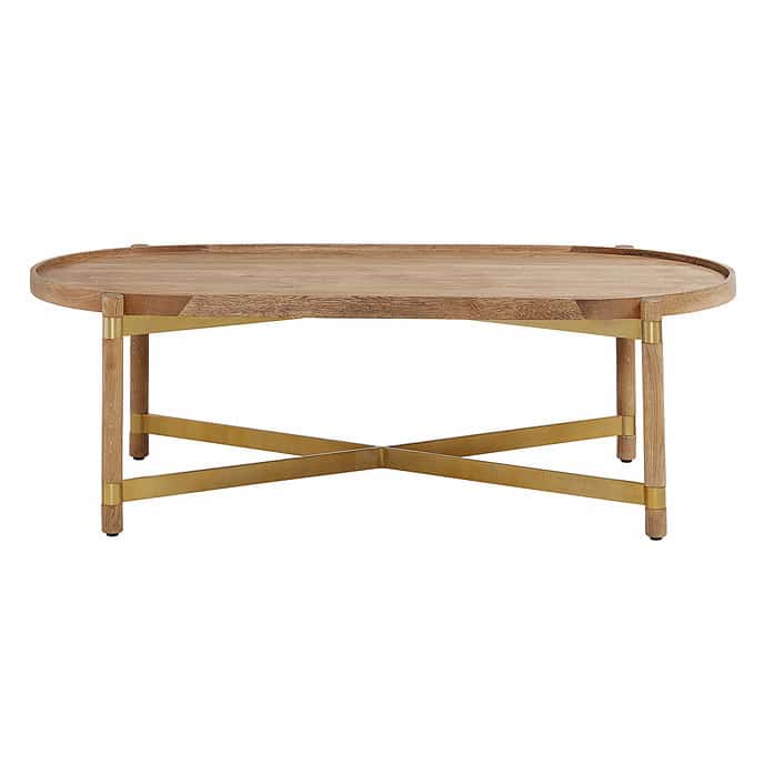 oval wood and metal coffee table