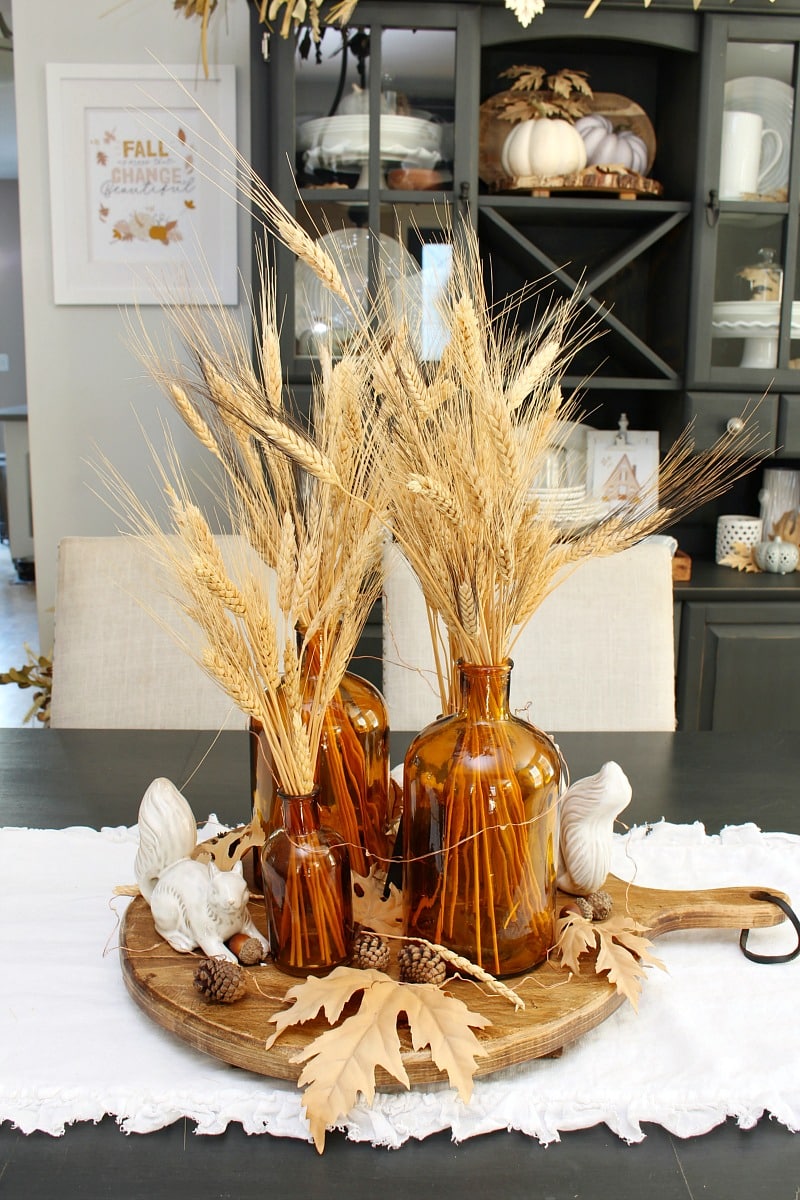 fall centerpiece with jars