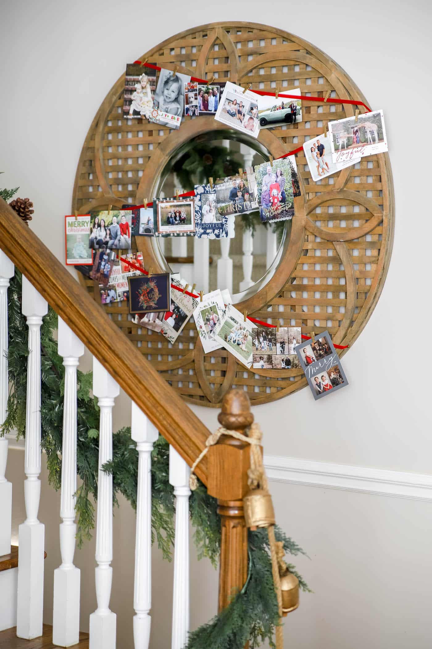 Easy christmas card display on mirror