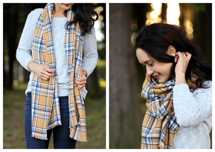 DIY flannel scarf with fringe