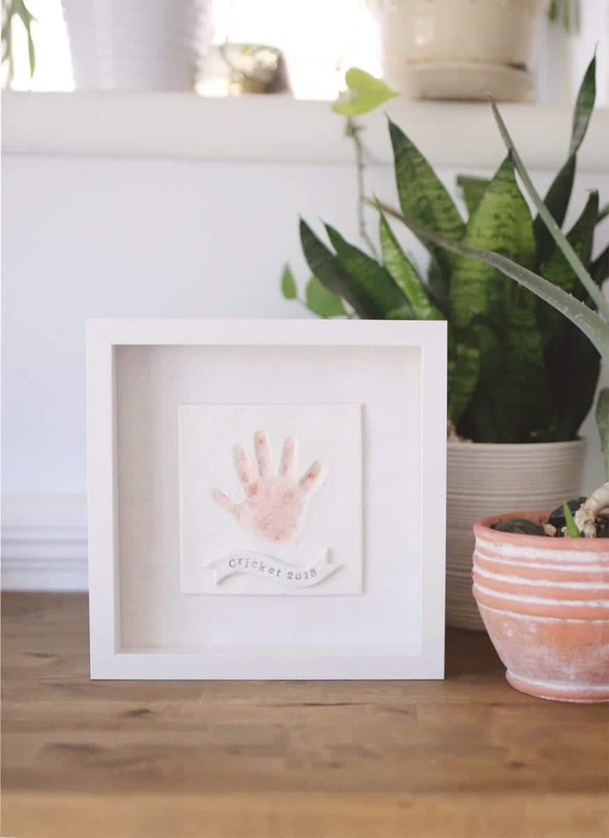 clay handprint keepsake frame
