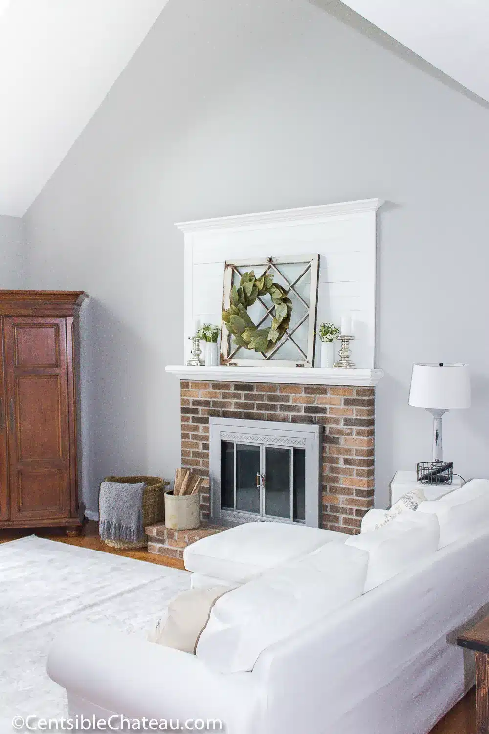 light french gray in rustic family room