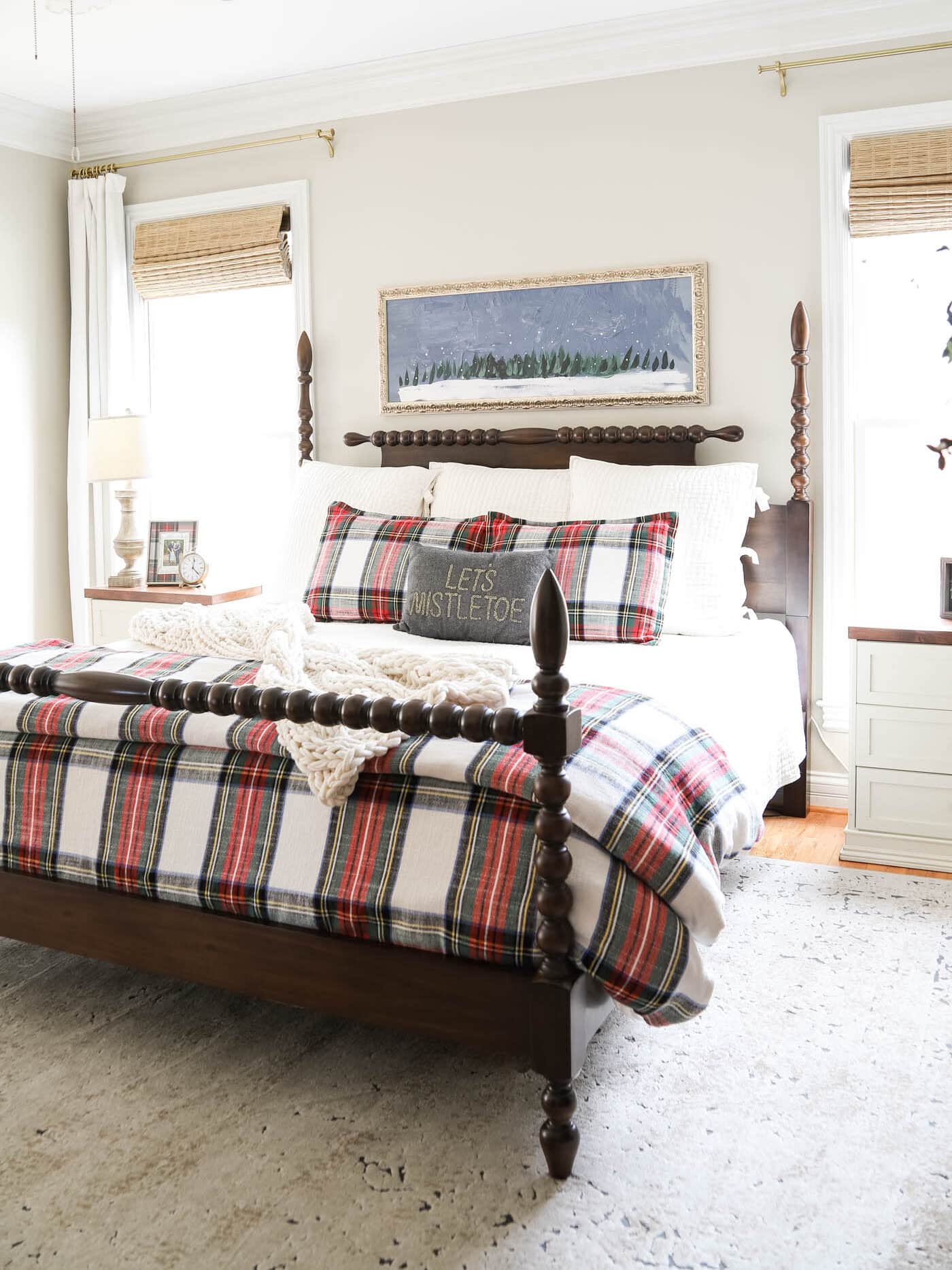 Plaid Master Bedroom Christmas Decor