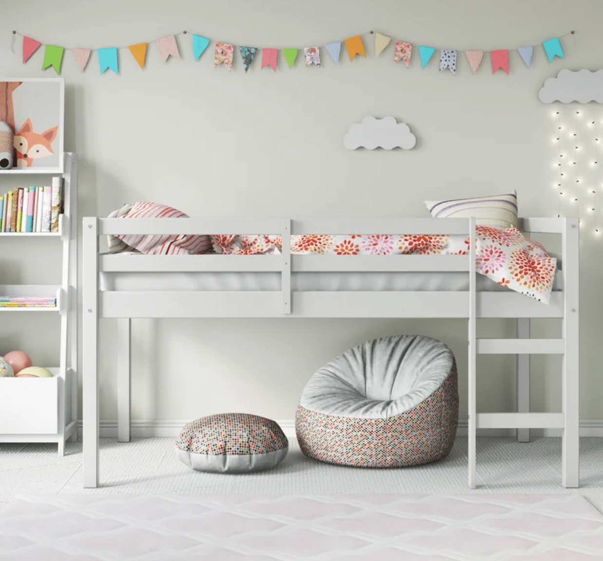 low loft bed idea for small room and low ceiling