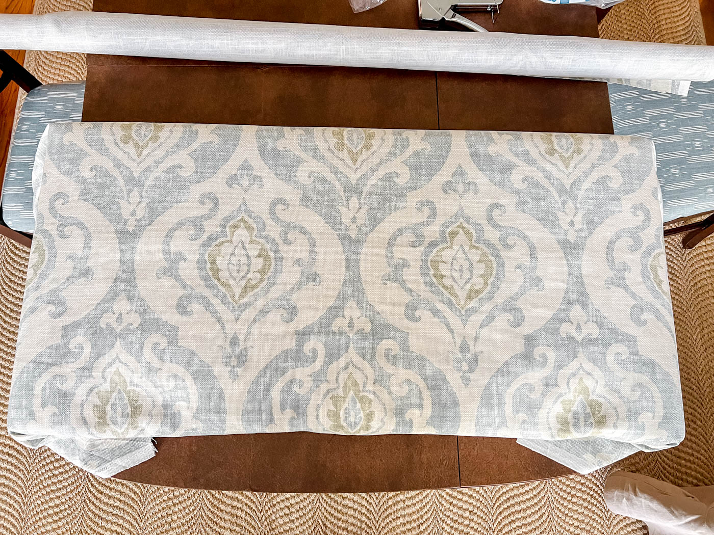 Center the fabric when making a cornice board