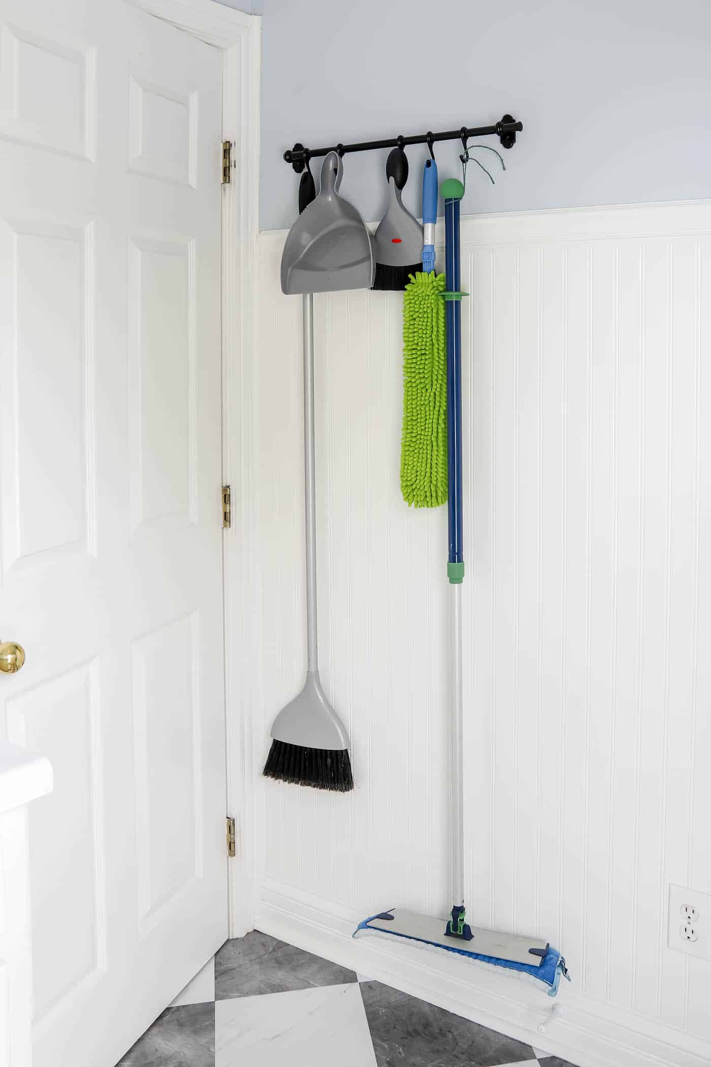 Hide tools behind the door with hooks