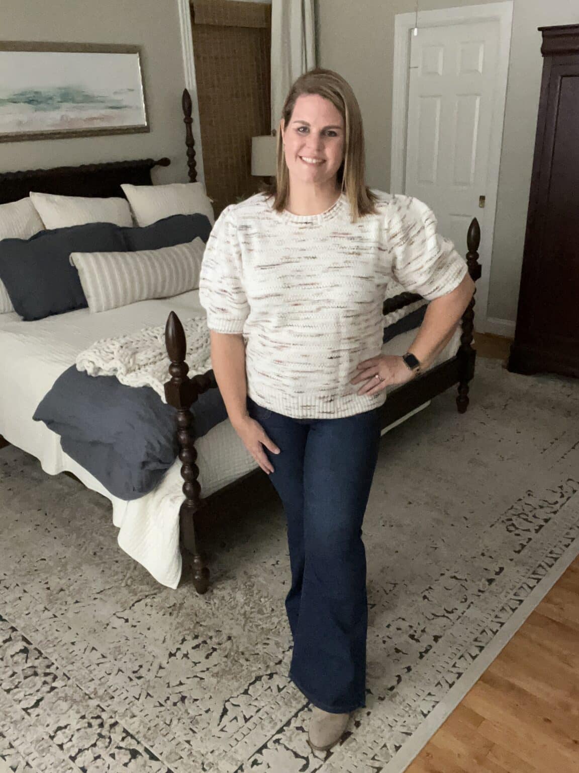 Puff-Sleeve Sweater Shirt