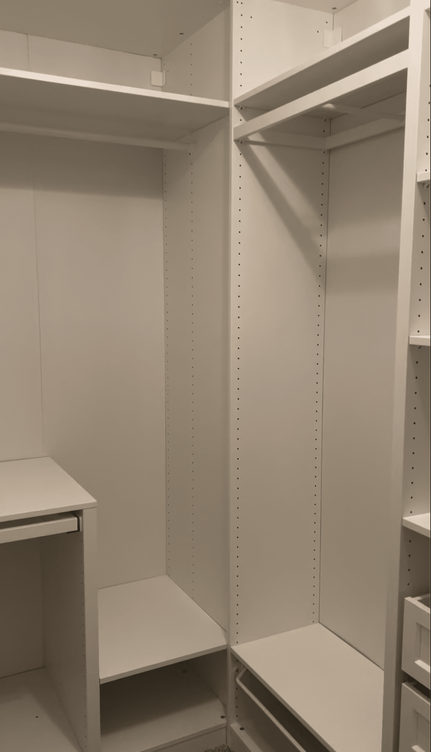 corner of a closet system from IKEA