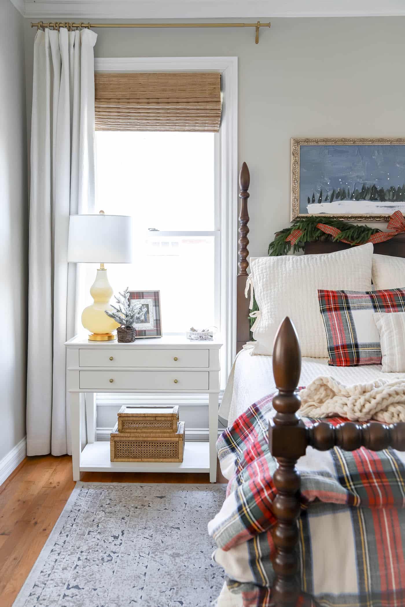 Christmas nighstand in bedroom decor