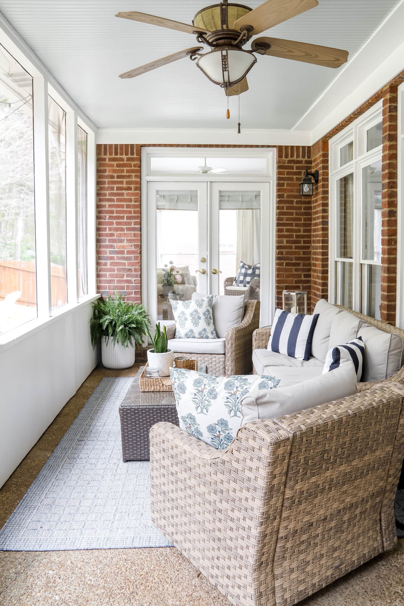 granny chic coastal screened-in back porch