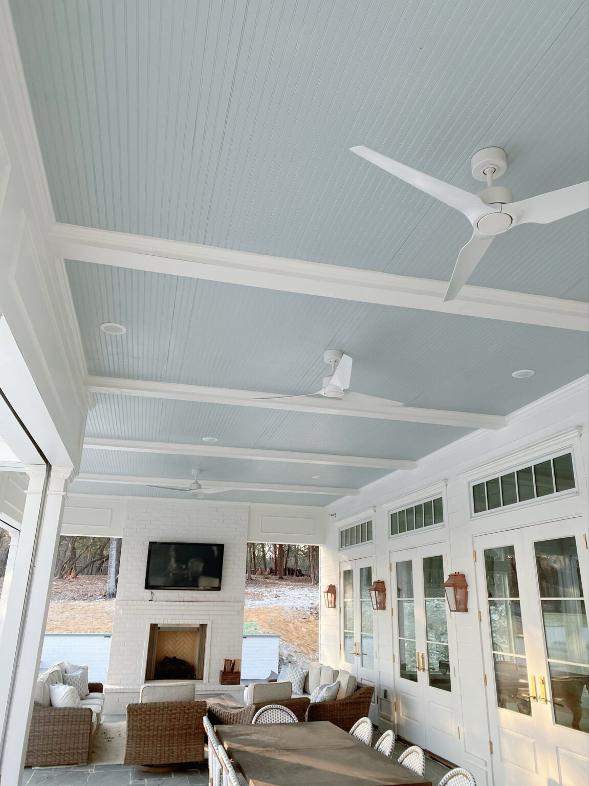 Benjamin Moore Smoke painted ceiling.