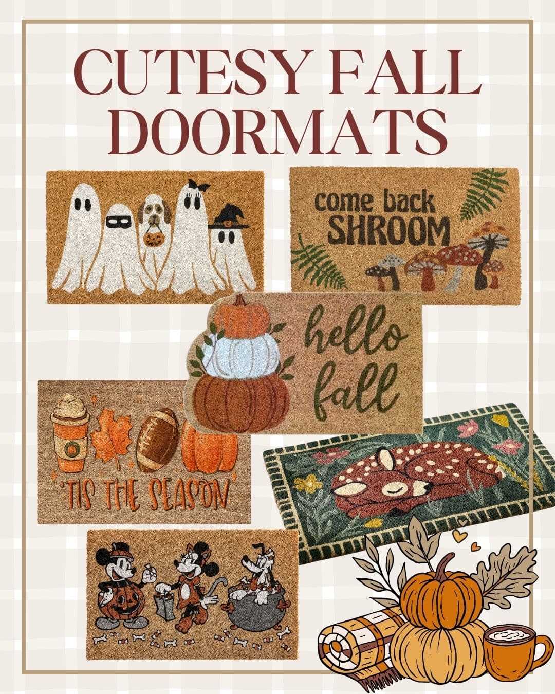 cute fall and Halloween doormats