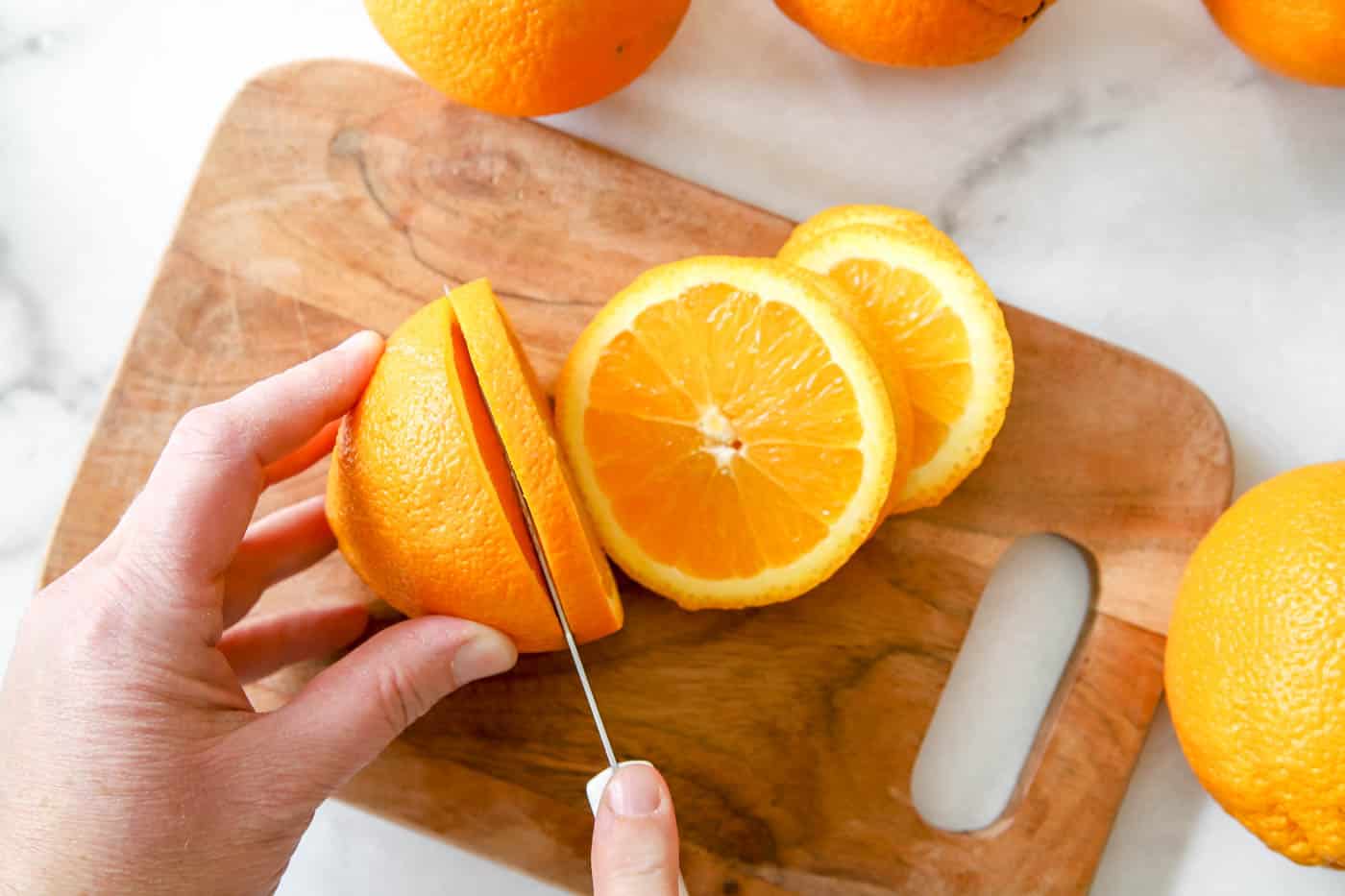 slice oranges thin for dried orange slices