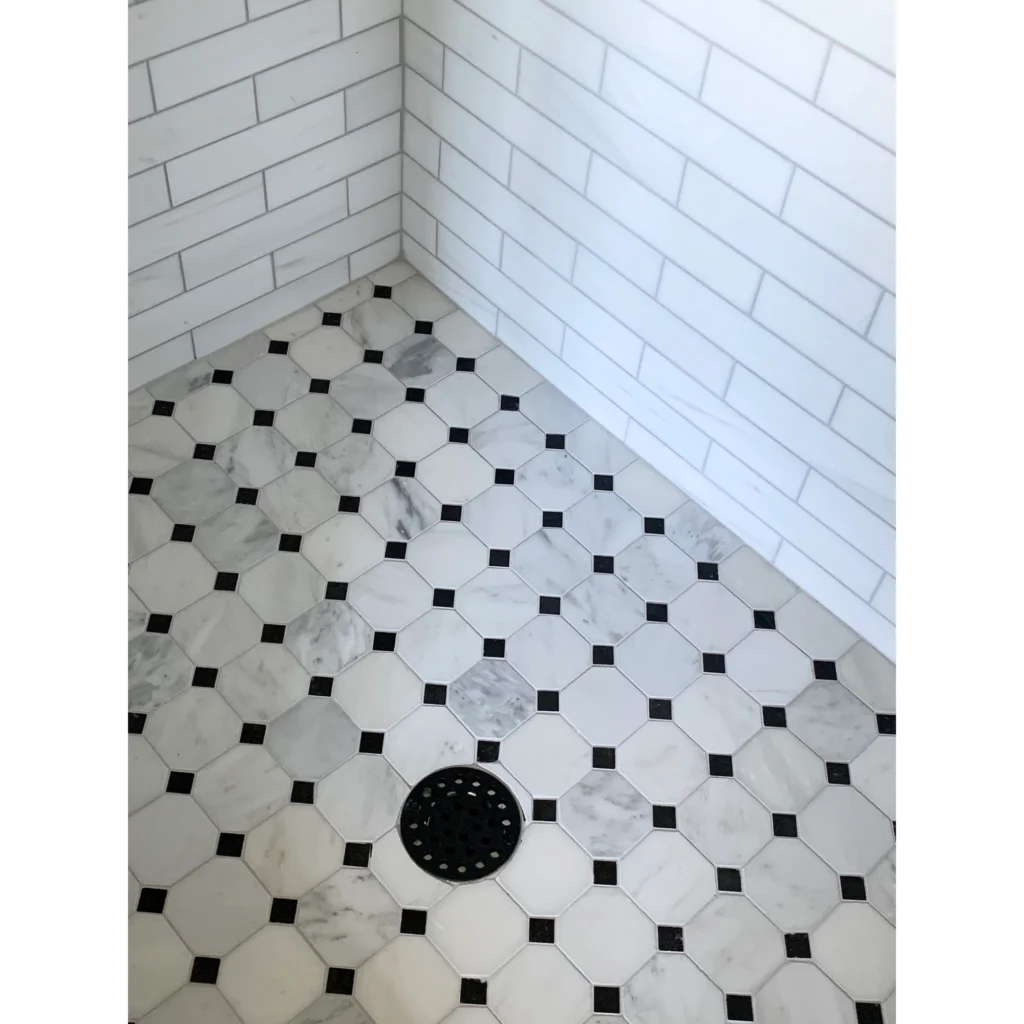 Haneen's Haven mosaic tile in primary bathroom