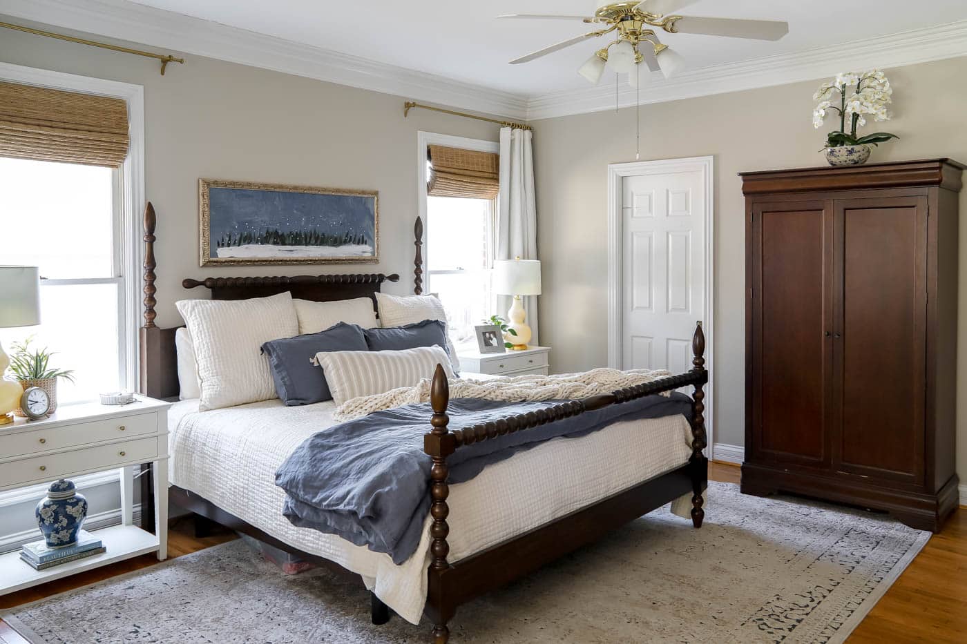 primary bedroom with ceiling fan