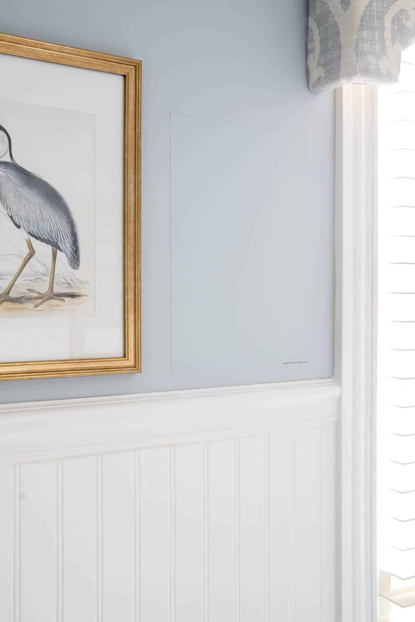 The paint sample swatch blends into the paint color on the wall - a perfect match!