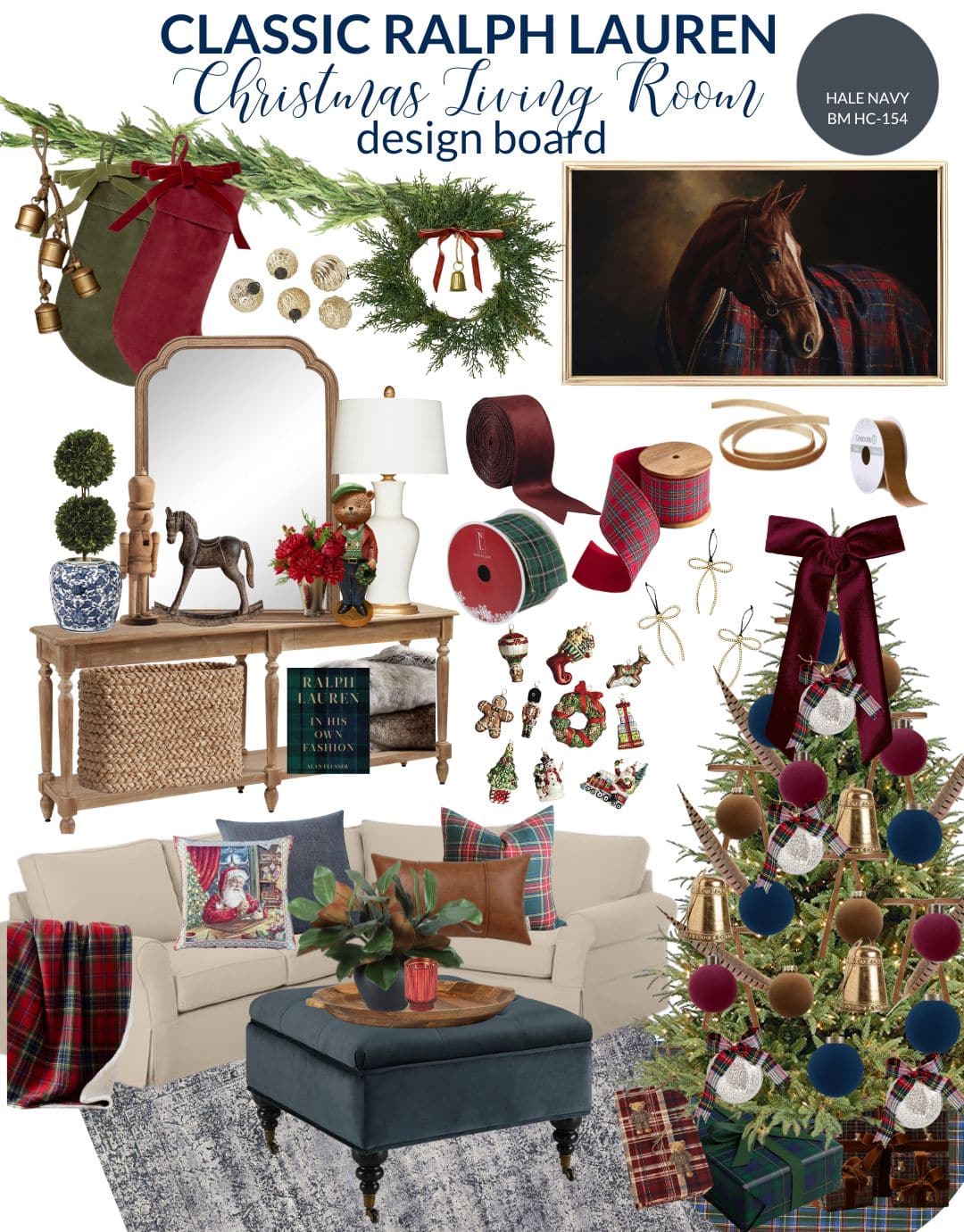 Ralph Lauren Christmas Decor Ideas in the Living Room