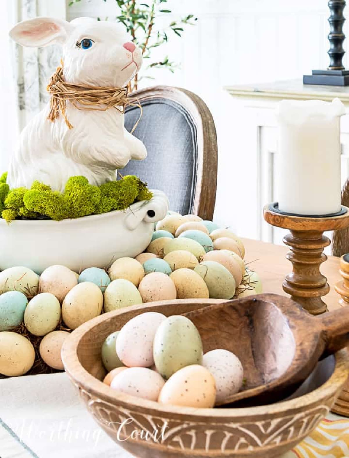 easter egg wreath into centerpiece.