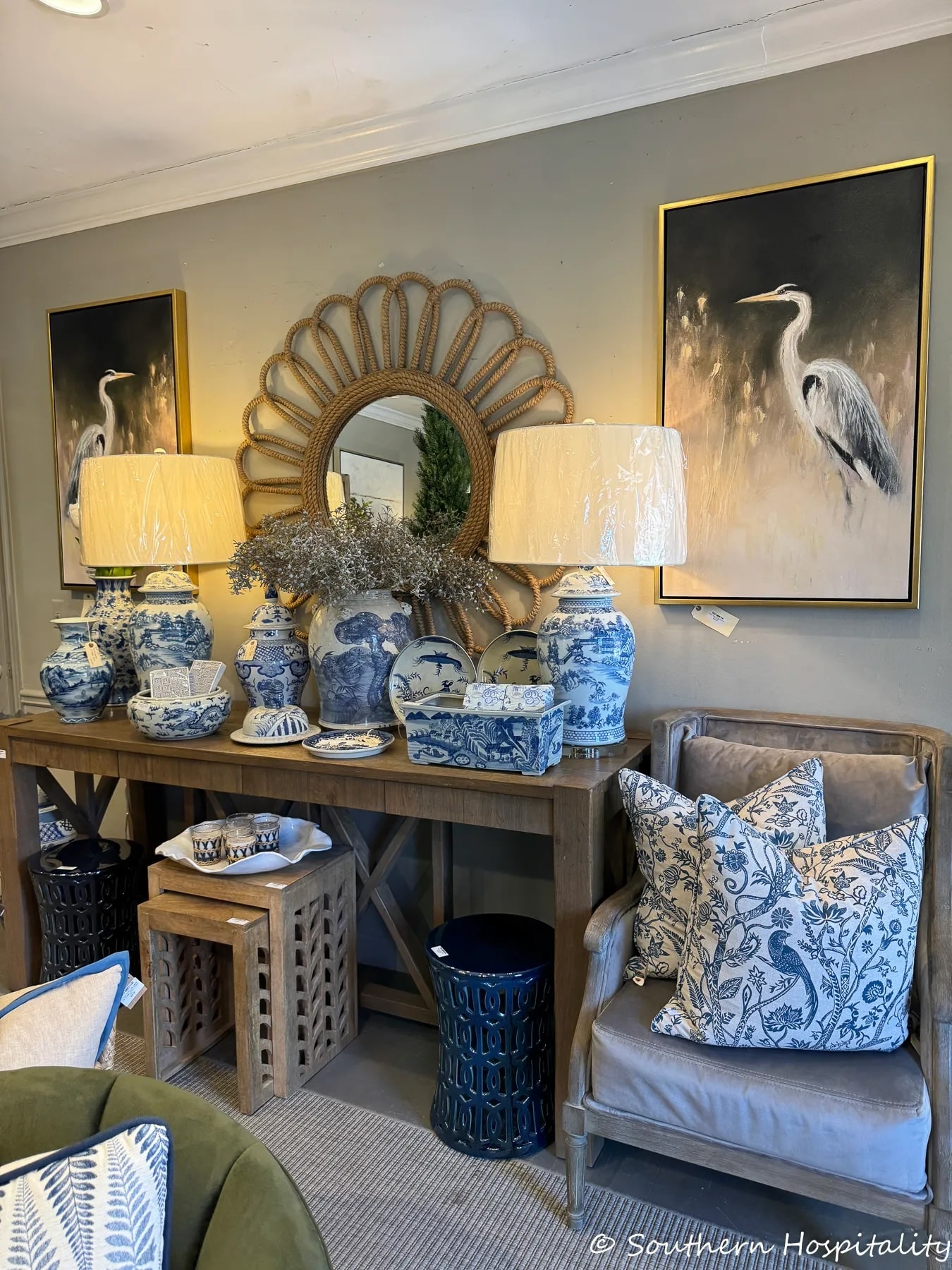 spring decor at Boxwoods Gardens