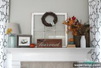 Turquoise and Orange Fall Harvest Mantel Decor