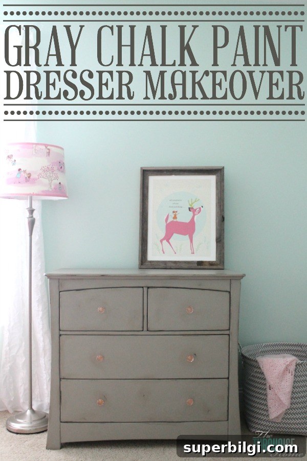 DIY Gray Chalk Paint Dresser Makeover 2 Gray Chalk Paint Dresser Makeover | TheTurquoiseHome.com