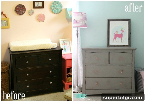 DIY Gray Chalk Paint Dresser Makeover 4 Gray Chalk Paint Dresser Makeover: Before and After | TheTurquoiseHome.com