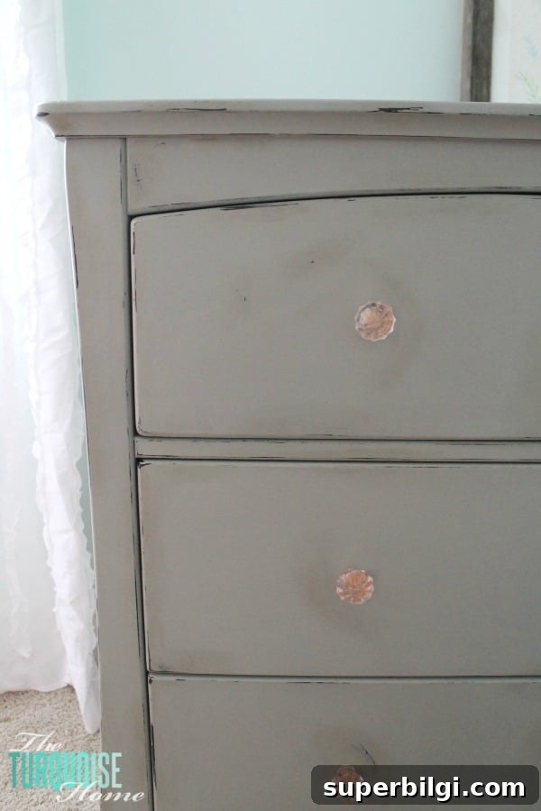 DIY Gray Chalk Paint Dresser Makeover 5 Gray Chalk Paint Dresser Makeover | TheTurquoiseHome.com