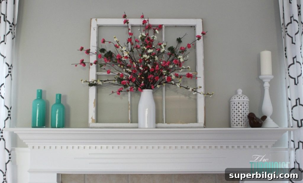 Living Room Makeover Part 4: Styling Blue Accents 4 spring mantel decor