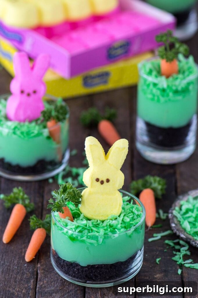 Peeps pudding cups with mini carrots