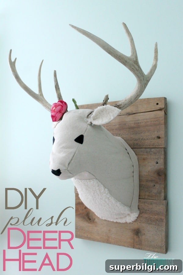 DIY Plush Deer Head Wall Mount Tutorial and Pattern 2 DIY Plush Deer Head | TheTurquoiseHome.com